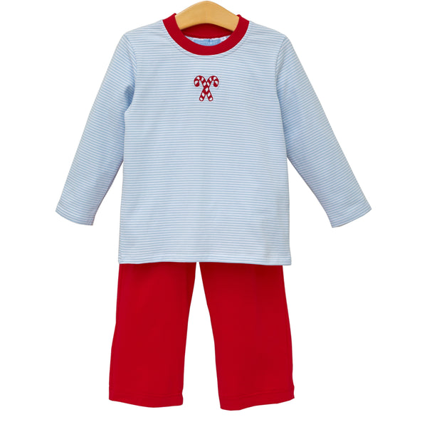 Candy Cane Embroidery Pants Set