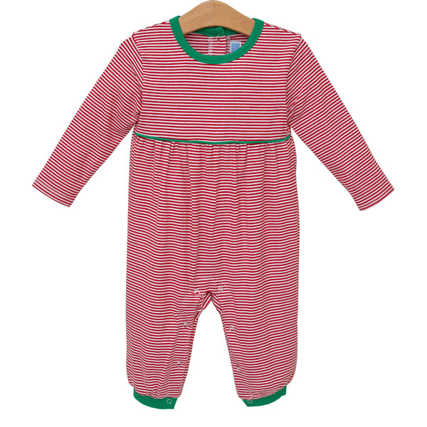 Bennett Romper- Red Stripe/Green