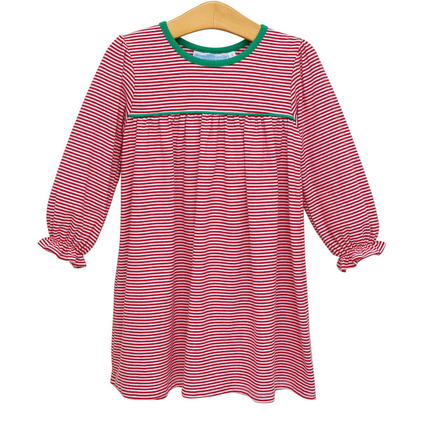 Ellie Dress- Red Stripe/Green