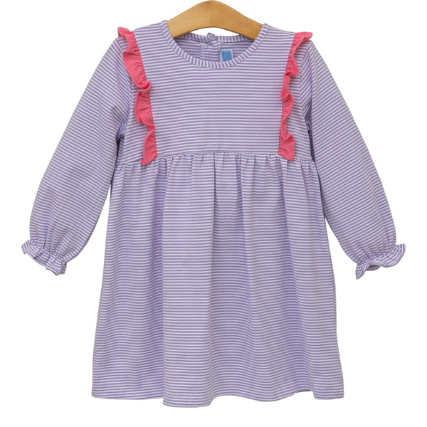 Olivia Dress- Lavender Stripe/Pink