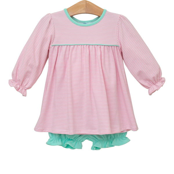 Ellie Bloomer Set- Light Pink Stripe/Mint