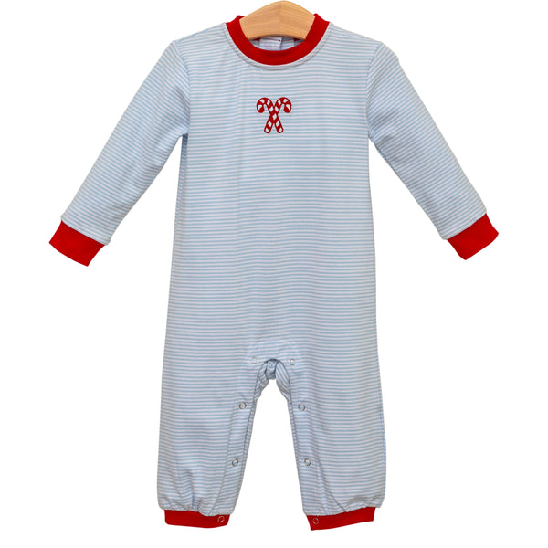 Candy Cane Embroidery Romper