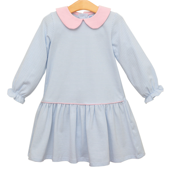 Katherine Dress- Light Blue Stripe/Light Pink