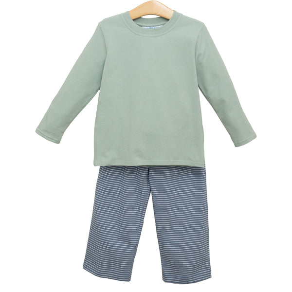 Miller Pants Set- Blue Stripe/Sage