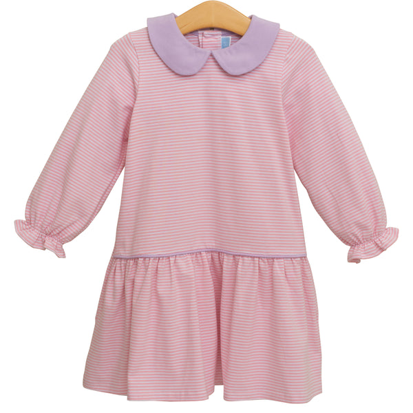 Katherine Dress- Light Pink Stripe/Lavender