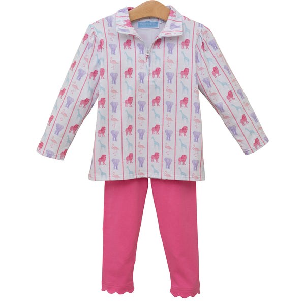 Welcome to the Jungle 1/4 Zip Pants Set- Pink