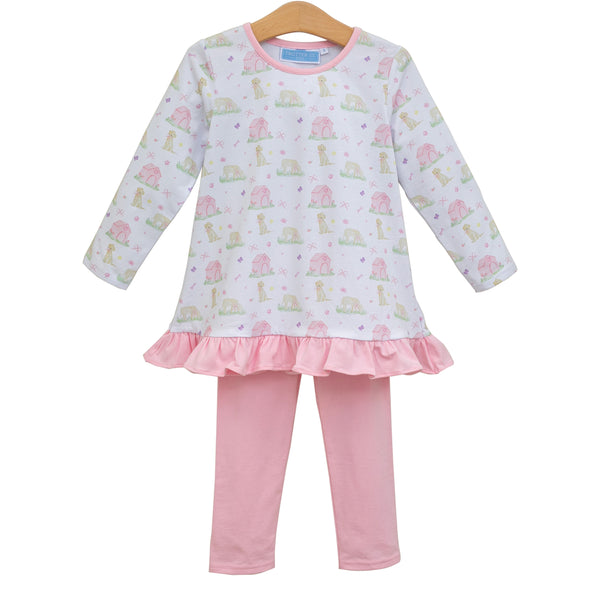 Puppy Pals Ruffle Pants Set