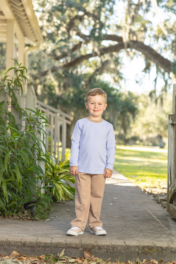 Miller Pant Set- Dusty Blue Stripe/Brown