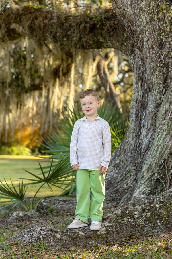 Tucker Pullover Set- Khaki Gingham/Sage
