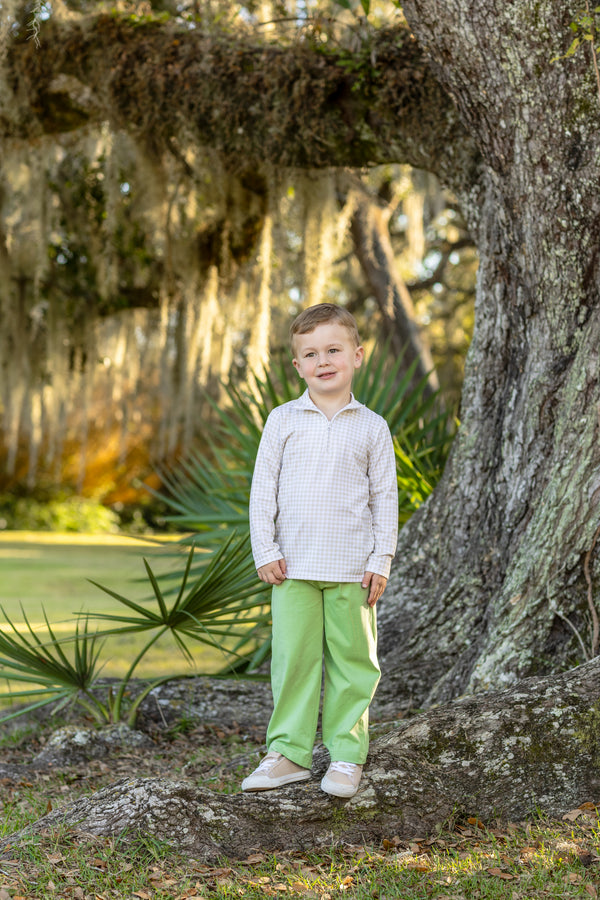 Tucker Pullover Set- Khaki Gingham/Sage
