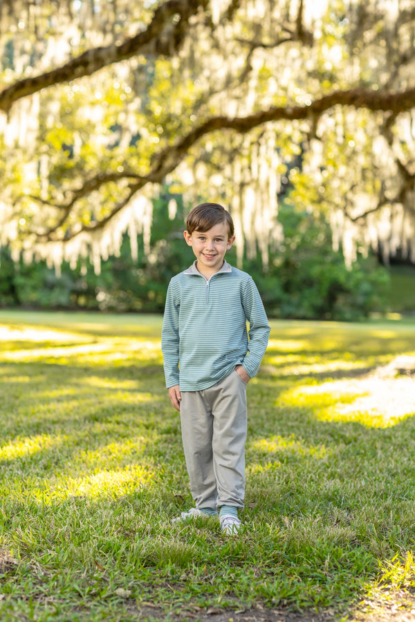 Tucker Pullover Set- Sage Stripe/Beige