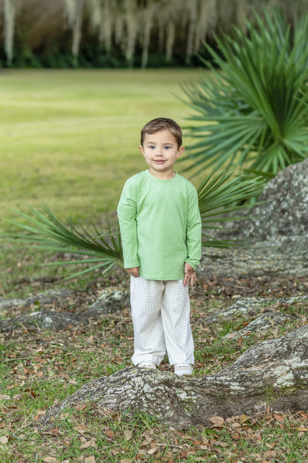 Miller Pant Set- Khaki Gingham/Sage