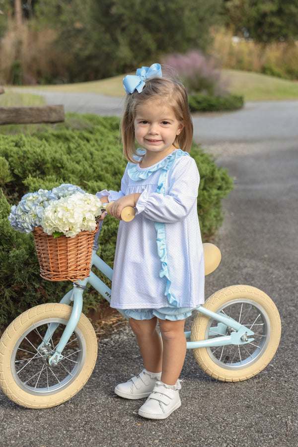 Lucille Bloomer Set- Light Blue Bitty Dot