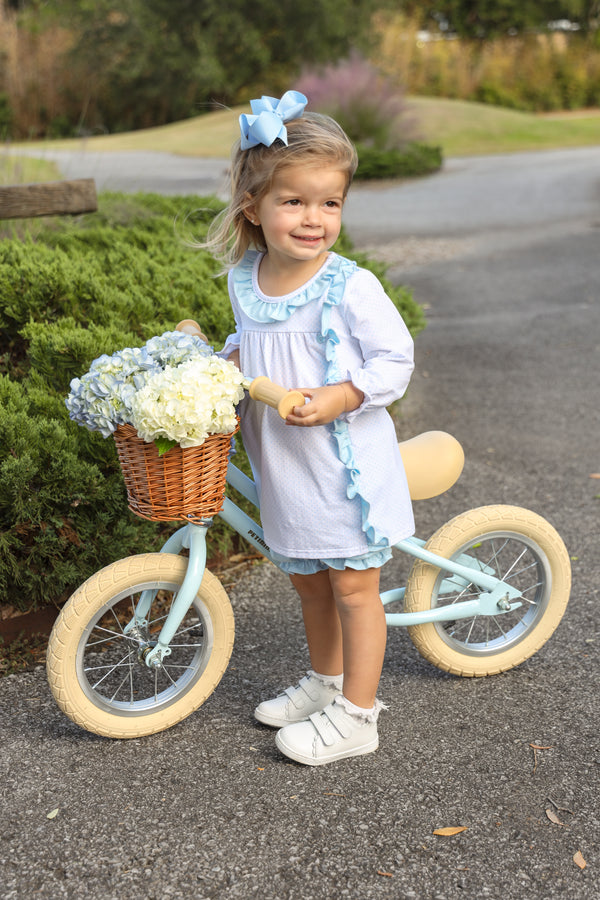 Lucille Bloomer Set- Light Blue Bitty Dot