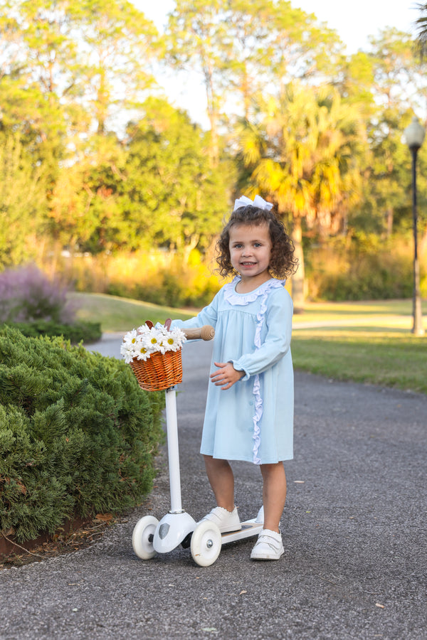 Lucille Dress- Light Blue Bitty Dot