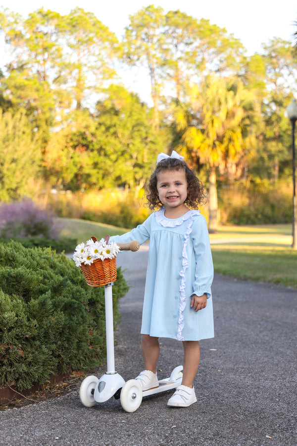 Lucille Dress- Light Blue Bitty Dot