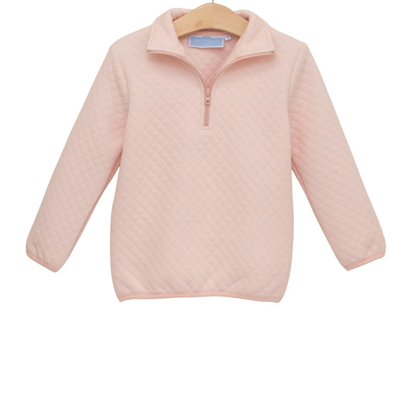 1/4 Zip Quilted Pullover- Light Pink