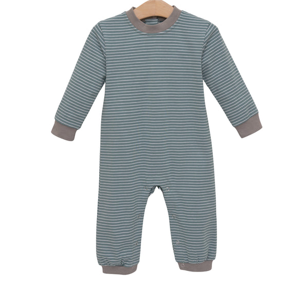Miller Romper- Sage Stripe/Beige