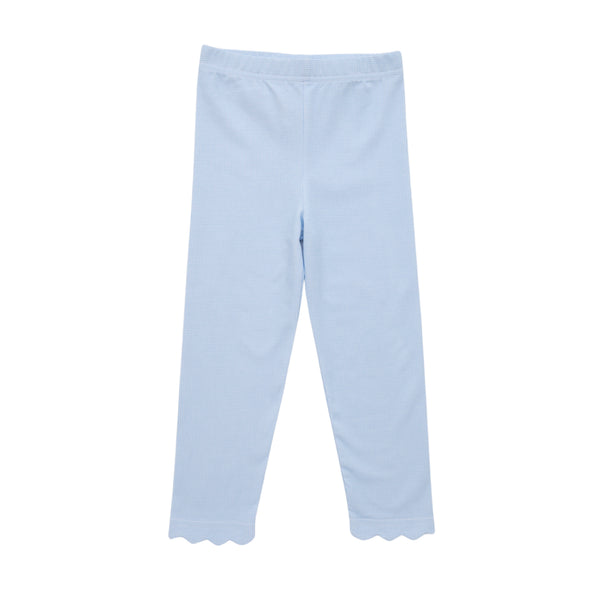 Scalloped Leggings- Light Blue Microgingham