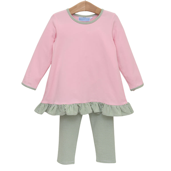 Mila Pant Set- Green Stripe/Light Pink