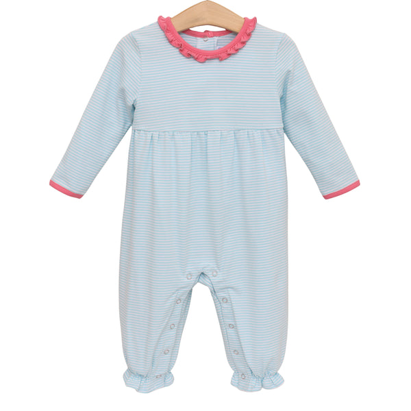 Annie Romper- Mint Stripe/Pink