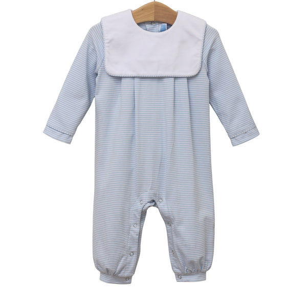 Lucas Romper- Light Blue Stripe