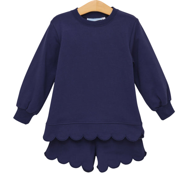 Sophia Scalloped Set- Navy