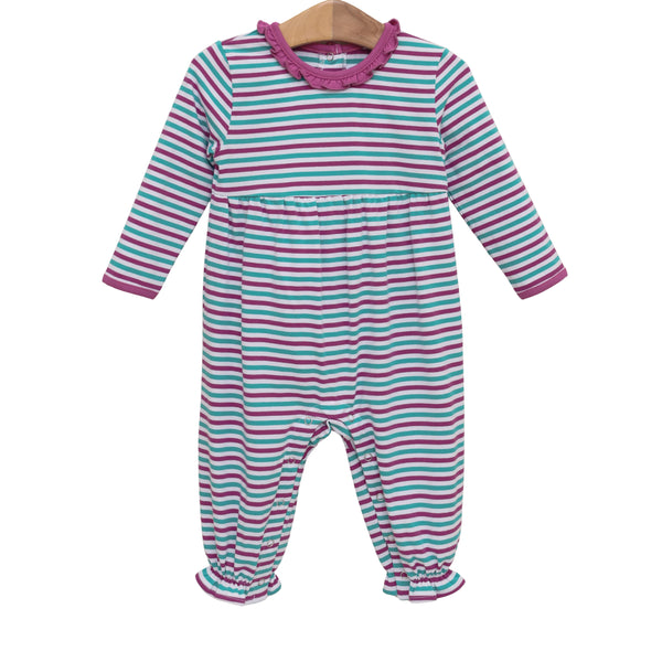 Annie Romper- Teal & Plum Stripe
