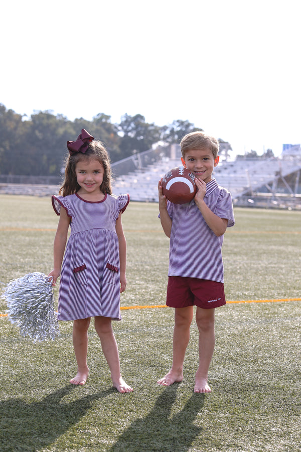 Henry Game Day Polo- Maroon Stripe