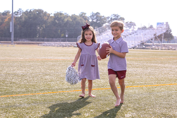 Henry Game Day Polo- Maroon Stripe