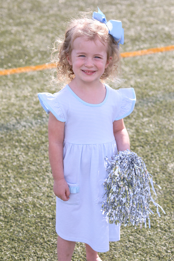 Lucy Game Day Dress- Light Blue Stripe