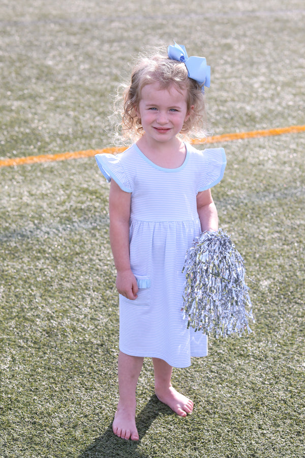 Lucy Game Day Dress- Light Blue Stripe