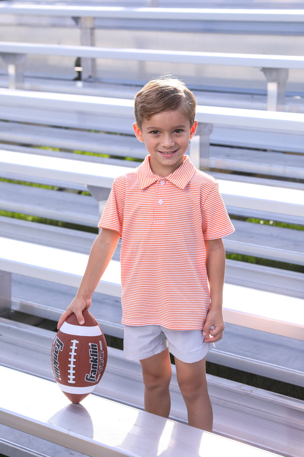 Henry Game Day Polo- Orange Stripe