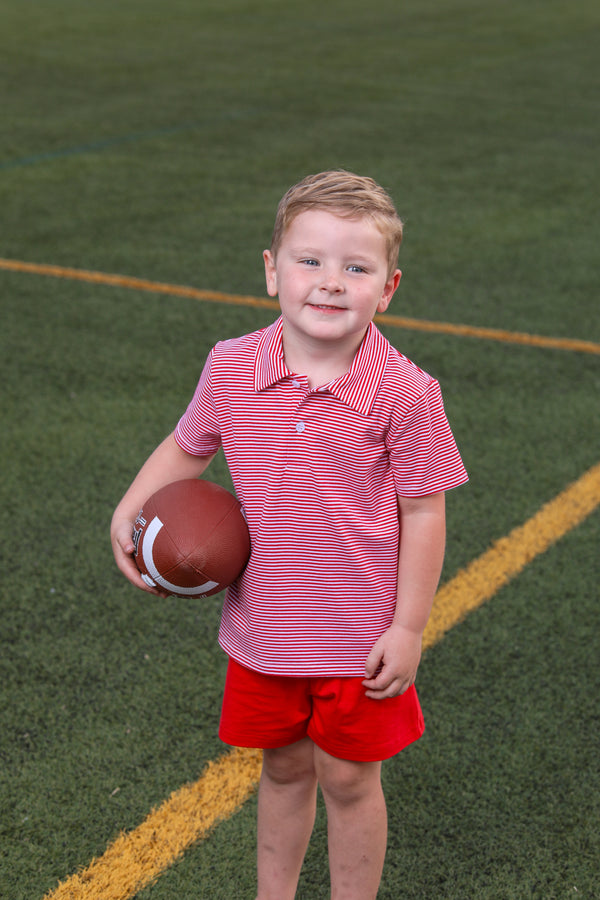 Henry Game Day Polo- Red Stripe