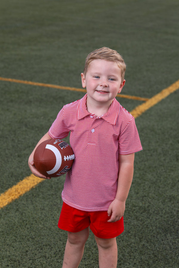 Henry Game Day Polo- Red Stripe