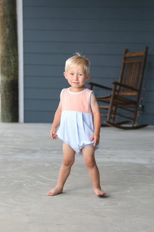 Charlie Bubble- Light Blue Stripe/Coral