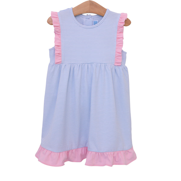 Josie Dress- Light Blue Stripe & Light Pink