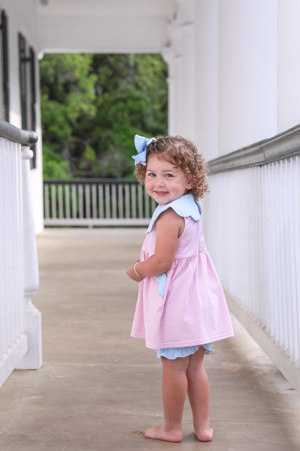 Penelope Bloomer Set- Light Pink Stripe/Light Blue