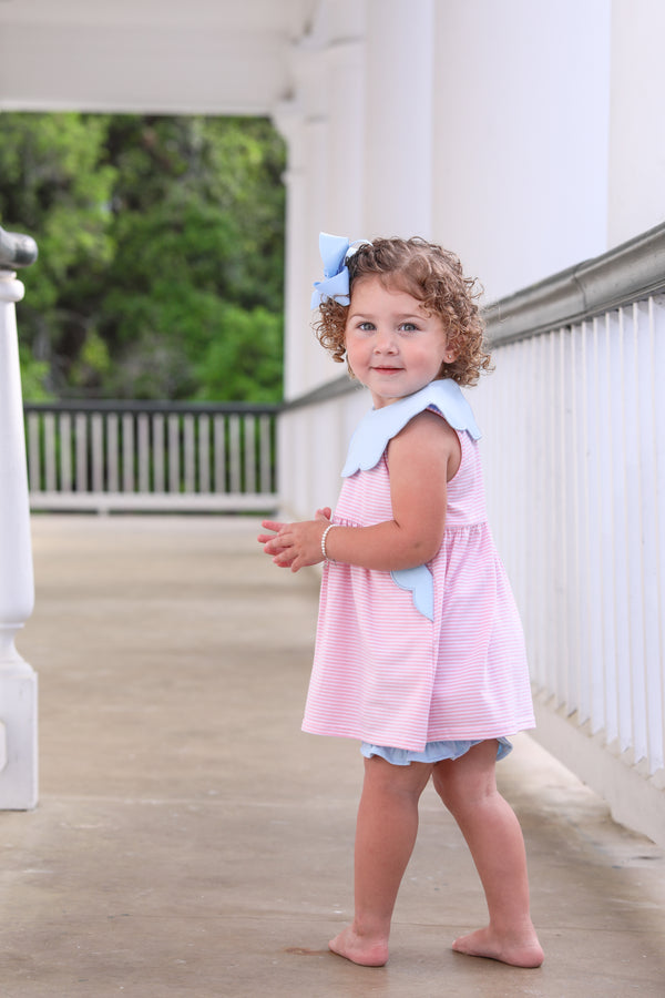 Penelope Bloomer Set- Light Pink Stripe/Light Blue