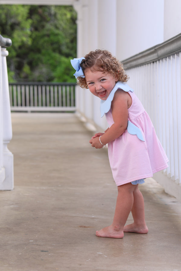 Penelope Bloomer Set- Light Pink Stripe/Light Blue