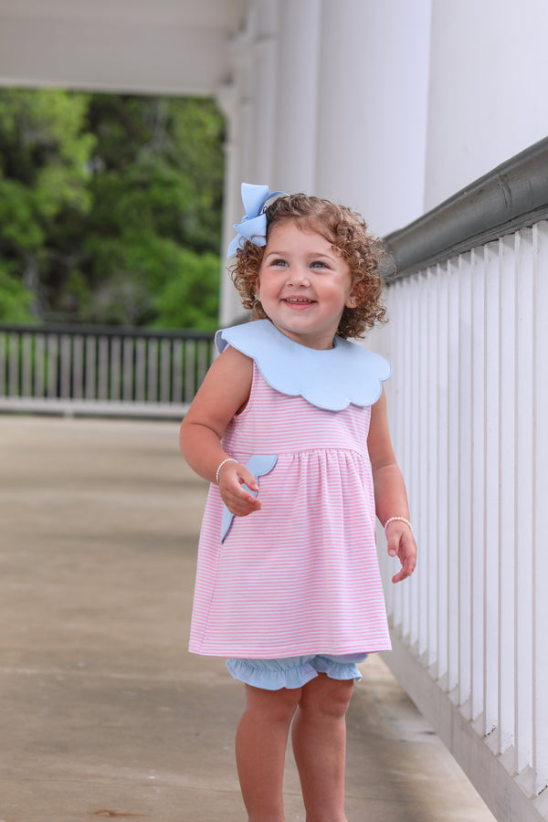 Penelope Bloomer Set- Light Pink Stripe/Light Blue