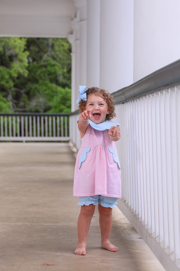 Penelope Bloomer Set- Light Pink Stripe/Light Blue