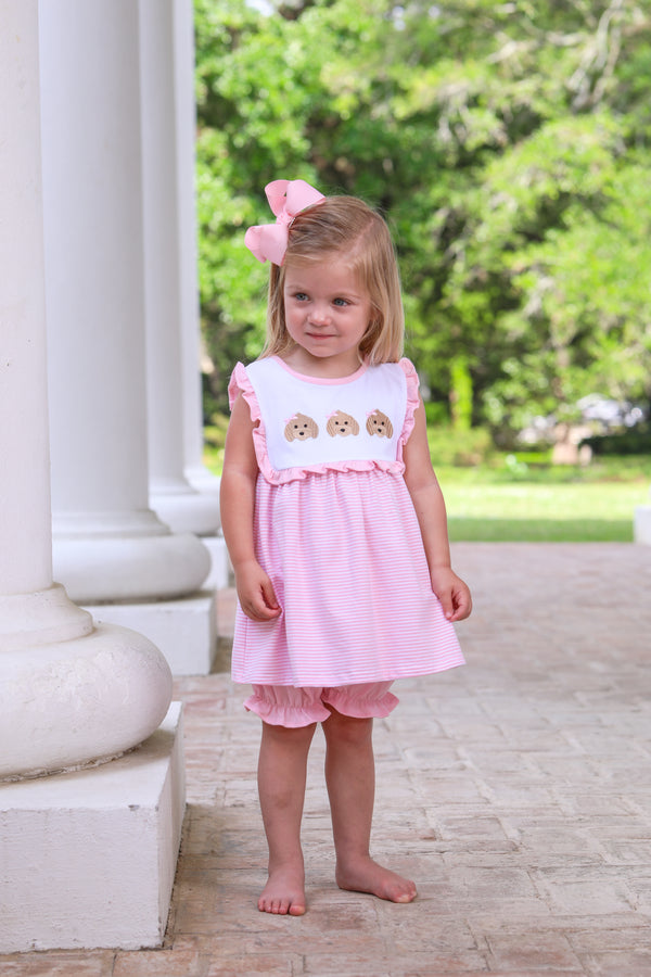 Puppy Trio Embroidery Bloomer Set