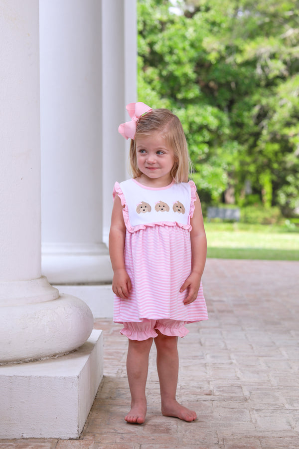 Puppy Trio Embroidery Bloomer Set