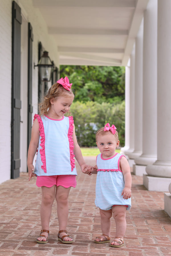 Hazel Short Set- Aqua Stripe/Pink