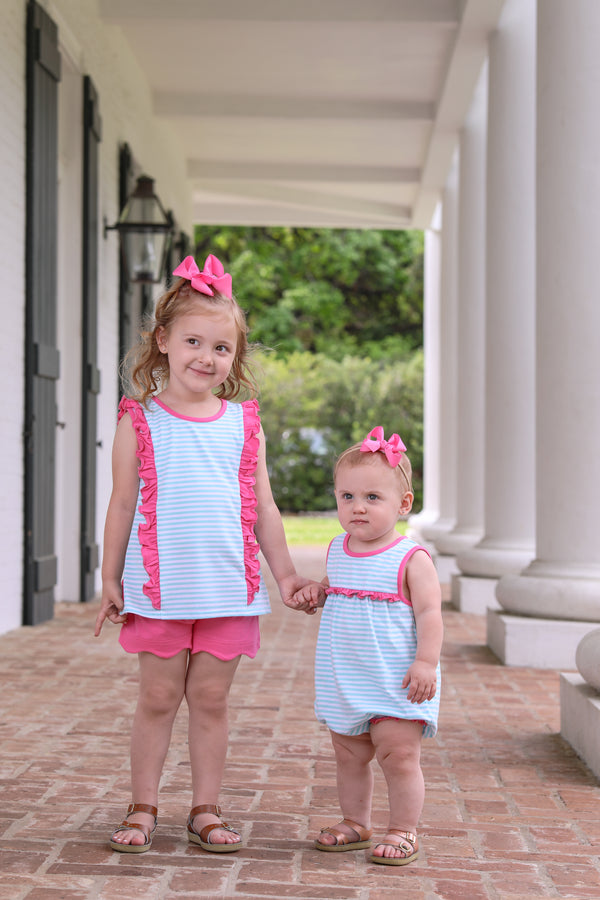 Hazel Short Set- Aqua Stripe/Pink