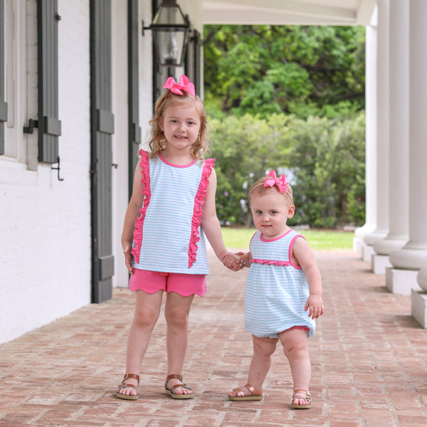 Hazel Short Set- Aqua Stripe/Pink