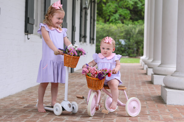 Genevieve Dress- Lavender Stripe/Light Pink