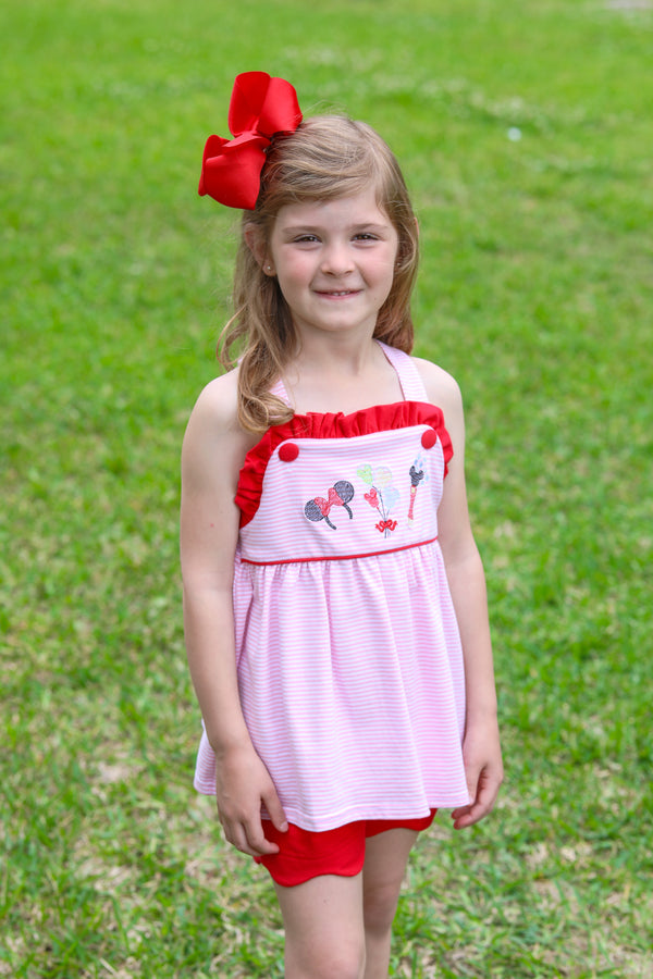 Mouse Embroidery Scalloped Short Set