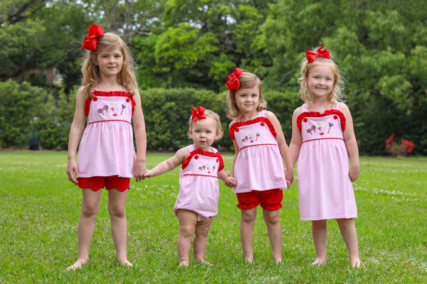 Mouse Embroidery Scalloped Short Set
